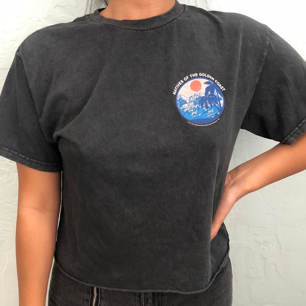 Brandy Melville J Galt "Natives of the Golden Coast" graphic cropped t-shirt